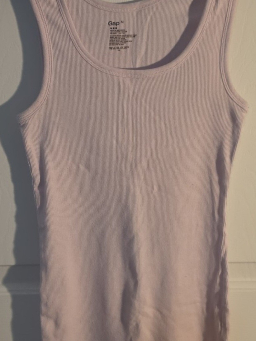GAP Women's Pale Pink Ribbed Scoop Tank